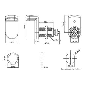 JK538厚ロックカム19mm穴サイズキーレスカムロック南京錠バックル付きジムロッカー用 - Product Image 3