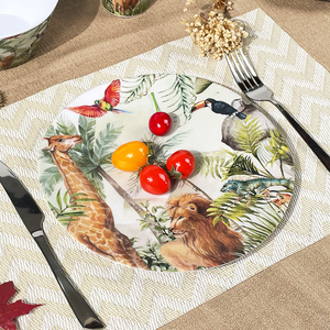 Großhandel Tropischer Regenwald Tiermuster Melamin Platzteller für Zuhause Küche Restaurant Servieren von Salat Obst Tischgeschirr - Product Image 2
