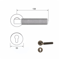 Poignée de porte intérieure avec serrure, en laiton brut, poignée de porte à levier moleté, poignées de porte de luxe modernes, ensemble complet