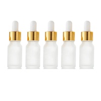 Emballage d'huile essentielle de luxe, flacon compte-gouttes en verre blanc givré pour sérum cosmétique 10 ml 15 ml avec bouchon doré