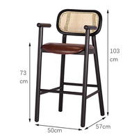 Meubles nordiques tabourets de Bar en rotin chaise de Bar tabourets de comptoir de cuisine chaise haute en osier rotin hôtel café boutique