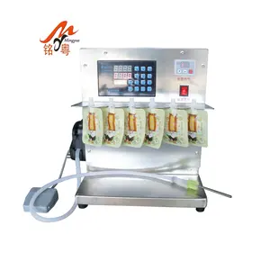 Semi-automatic Four Heads Cosmetic Cream Sauce Honey Paste Piston Spout Pouch Bag Filling Capping Machine
