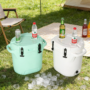 Hielera Redonda Rotomoldeada de 27QT, Caja Refrigeradora Rígida con Retención de Hielo de 5 Días, Hielera Portátil <span class=keywords><strong>para</strong></span> Acampar, Pesca y Actividades al Aire Libre - Product Image 1