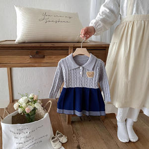 Robes pour bébés filles, nouvelle collection Printemps 2026, <span class=keywords><strong>pull</strong></span> tricoté style princesse, imprimé ours tendance, appliqué en coton, style universitaire - Product Image 3