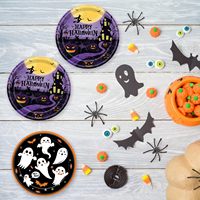 Assiettes d'Halloween, fournitures de fête, assiettes fantômes blanches, assiettes à dessert jetables, ensemble de vaisselle effrayante pour Halloween, fête d'anniversaire