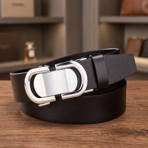 SIDDIQUI HOSINEX Nuevo Cinturón Ajustable para Hombre de Cuero Vacuno con Hebilla de Aleación de Bloqueo Automático, 3.8cm de Ancho, 110-130cm de Largo, Duradero, Estilo Casual de Negocios - Product Image 3