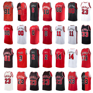 Camiseta de Baloncesto para Hombre de Alta Calidad, Gran Venta 2025 # <span class=keywords><strong>23</strong></span> Michael Bull Diseño Bordado Rojo y Negro Transpirable 100% Poliéster Plus - Product Image 1