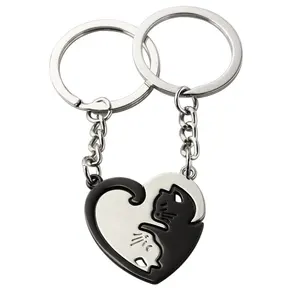 Regalo di san valentino coppia portachiavi amore cuore portachiavi anello portachiavi amante romantico amore gatto portachiavi per amore di coppia