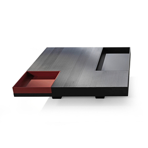 <span class=keywords><strong>Table</strong></span> <span class=keywords><strong>basse</strong></span> artistique haut de gamme avec plateaux amovibles et placage de bois texturé pour salons modernes - Product Image 2