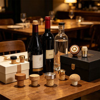 Bouchon en liège en forme de T avec dessus en bois naturel pour bouteille de whisky ou de vin, taille personnalisée 24x35mm, anti-déversement, logo personnalisé, finition lisse poncée