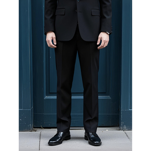 Pantalon de tailleur professionnel pour hommes, noir uni, coupe régulière, tissu respirant avec poches sécurisées pour le travail, pantalon pour hommes - Product Image 5