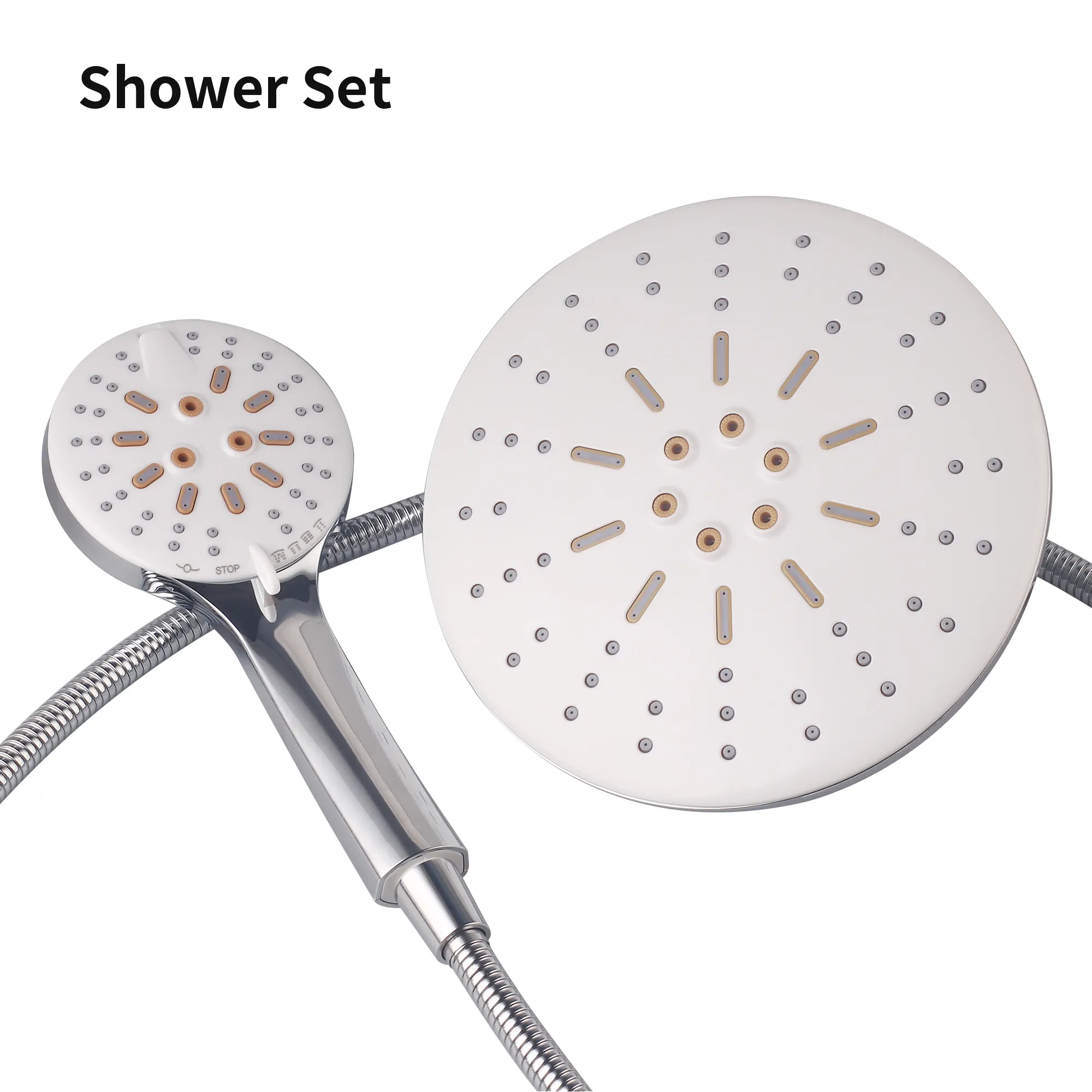 Atacado Banheiro Cachoeira Top Teto Chuveiro Alta Pressão ABS Overhead Rainfall Shower Set Com Cabeça de chuveiro de mão