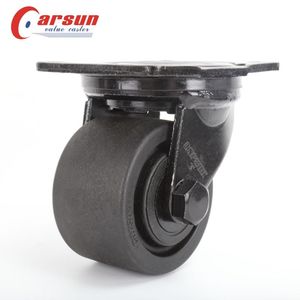 Heavy Equipment Casters 540kg Capacity <b>Cast</b> <b>Iron</b> Core Polyurethane Wheel Fixed Wheel Casters Ball Bearing Thread Guards 1 Year - Product Image 5
