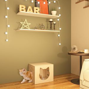Nichoir pour chien double entrée durable toutes saisons, petit, universel, en bois, décoration de salon et de maison - Product Image 3