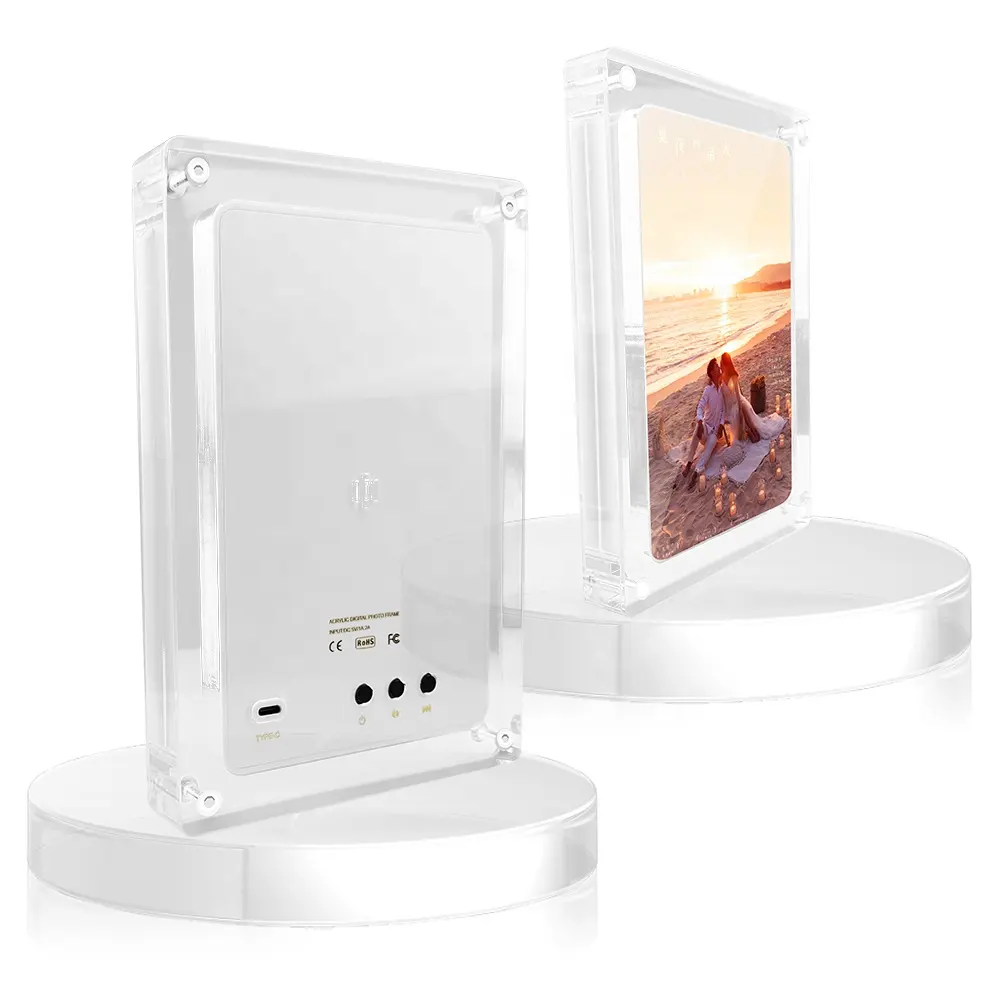 Usingwin Acrylic Digital Photo Frame Transparent China Factory 7 Inch LCD Screen Support Display Picture and Video 1*type-c Port