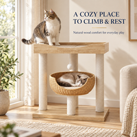 Arbre à chat en peluche avec lit intégré, griffoir en sisal, mobilier en bois massif de grande taille et peu encombrant pour chats Ragdoll