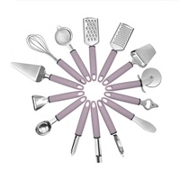 Ustensiles de cuisine multifonctionnels en acier inoxydable de 14 pièces, gadgets de pâtisserie avec poignées en PP pour les applications alimentaires