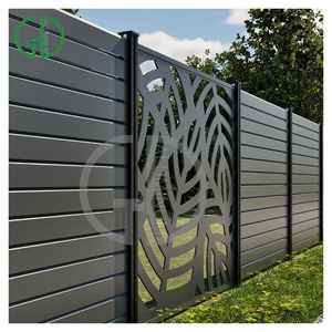 GD premontado fácil <span class=keywords><strong>de</strong></span> instalar Diy polvo sin óxido recubierto usado negro jardín privacidad aluminio listón valla Vertical valla paneles poste - Product Image 5
