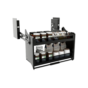 Cesta elevadora de aluminio de doble capa para gabinete, con <span class=keywords><strong>estante</strong></span> para platos y cuencos, de descenso automático. - Product Image 6