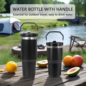 Tumblers Wholesale Bulk 20oz & 30oz Stainless Steel Tumbler <b>Double</b>-<b>Wall</b> Flip Straw Insulated Travel Mug Tumbler with Handle - Product Image 5