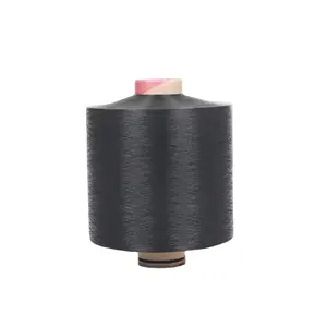 100% 涤纶DTY纱线150D/144F SIM黑色高弹力高卷曲单加热器生针织编织回收高韧性