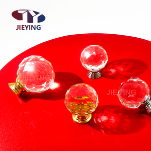ジエイイング ヨーロッパ風 シンプル クリスタルボール ガラス製 ゴールド合金製 ボトムドアハンドル 透明 シングルホール クリスタル ドロワーノブ - Product Image 5