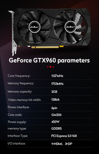 Jieshuo GTX 960 4GB GTX950 Card đồ họa 2 GB đồ họa GPU thẻ 2 GB DDR5 nhà máy mới tùy biến và bán buôn - Product Image 5