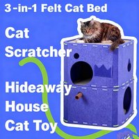 Maison pour chat en feutre polyester à assembler soi-même, lit pour chat en feutre, grotte pour animaux de compagnie, structure stable à double pilier, résistante aux griffures, nid d'intérieur