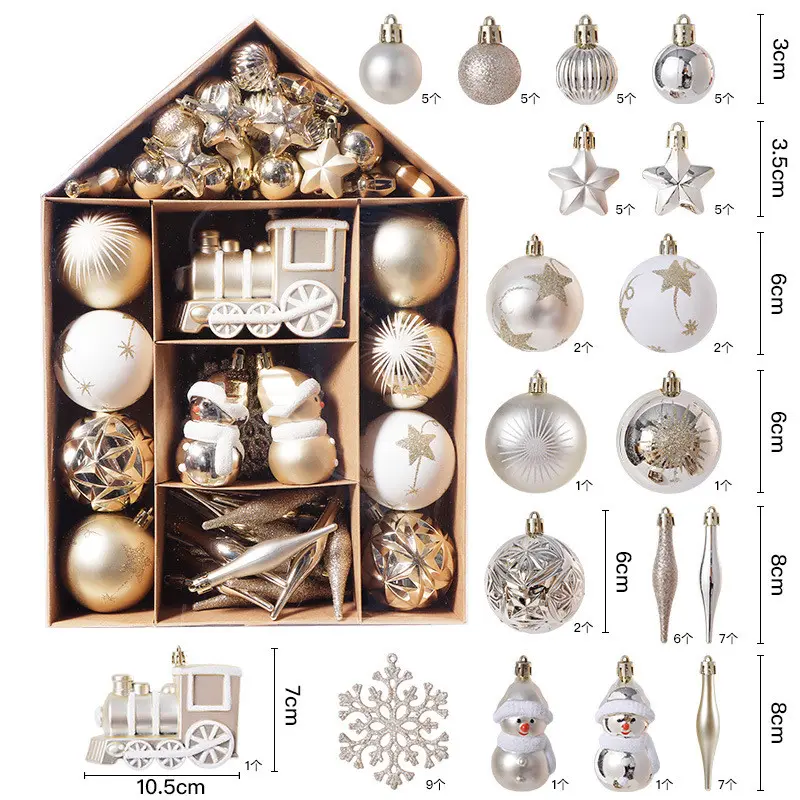 2023 Christmas Ball & Tree Ornaments Set 70pcs Luxury Christmas Decorations