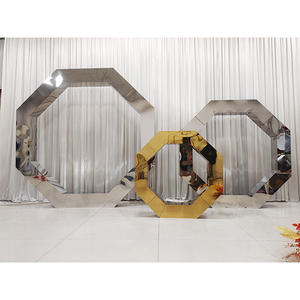 Usine Vente Chaude Exquis En Acier Inoxydable Octogonal Arc Support De Fond Décoration De Mariage Disposition De Scène De Mariage - Product Image 3