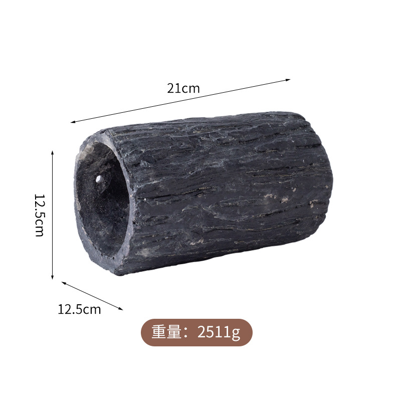 Escondite para reptiles - Estilo tronco de árbol cilíndrico - Negro
