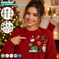 Maßgefertigtes Weihnachts-Emaille-Pin-Set: Santa, Baum, Strumpf, Glocke, Zuckerstange, Feiertags-Metallabzeichen, Anstecknadeln, Geschenkkollektion