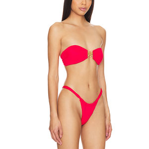 Custom Logo Original Two Piece Swimwear High Rise Seamless Swimsuit Crinkle Bikini <b>Top</b> - Product Image 2