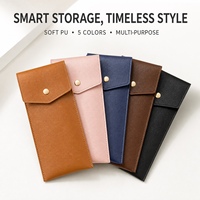 Pochette à stylos en cuir PU grande capacité, étui à crayons portable avec fermeture à pression pour étudiants, bureau et rangement de lunettes