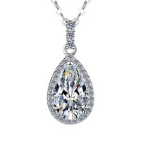 Collier Pendentif Femme en Argent Sterling S925 avec Moissanite Goutte d'Eau Style Luxe Léger, Moissanite Taille Poire 1 Carat VVs1