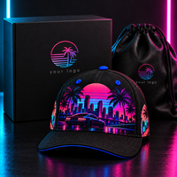 Casquette de baseball Synthwave personnalisée, style rétro années 80, néon, ville, voiture de sport, Gorra, chapeau sublimé personnalisé, imprimé, visière incurvée, snapback, vente en gros