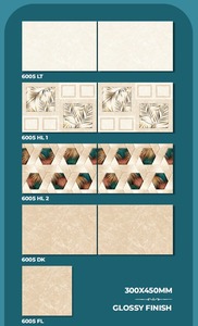 กระเบื้องผนังแบบมันเงาขนาด 300x450 มม. กระเบื้องเซรามิกตกแต่งลายดอกไม้และลายเรขาคณิต ลวดลายหินอ่อน สำหรับตกแต่งภายในห้องนั่งเล่น - Product Image 2