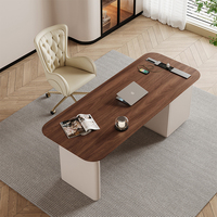 Bureau d'ordinateur moderne de luxe GECKO en placage de noyer, table d'écriture de bureau en bois massif multicouche avec 3 tiroirs et prise, assemblé à domicile