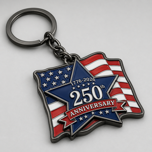Porte-clés métallique personnalisé avec logo du fabricant, drapeau des États-Unis pour le 250e anniversaire, 250e anniversaire de l'Amérique, USA - Product Image 2