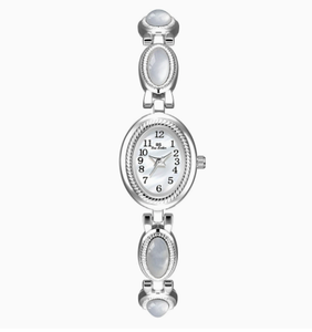 Elegante Reloj de Pulsera de Acero Inoxidable para Mujer con Detalles de Perlas, Esfera Redonda, Movimiento de Cuarzo Analógico, Cierre de Joyería - Product Image 4