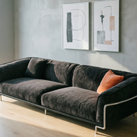 Canapé d'angle moderne de luxe en tissu chenille, style Bauhaus, avec chaise longue, pieds en acier inoxydable, meubles de salon pour villa