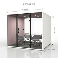 Cabine de bureau XL insonorisée pour 4 à 6 personnes, grande cabine de réunion avec mobilier et panneaux acoustiques pour la collaboration au bureau