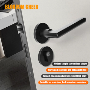 Poignées de <span class=keywords><strong>porte</strong></span> intérieures en aluminium noir modernes avec fonction de confidentialité pour les portes et fenêtres de villa et de chambre à coucher - Product Image 1