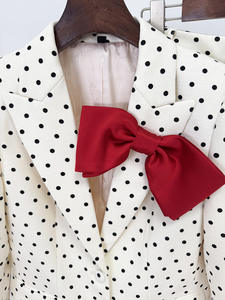 MF Brand Polka Dots Blazer Suit para Red Bow Manga larga Mujer Conjunto de pantalón de dos piezas Abrigo con botones - Product Image 6