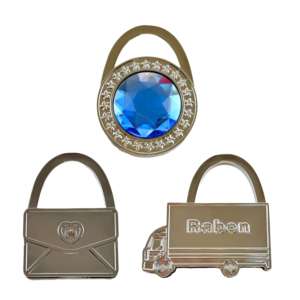 Cadeau promotionnel à bas prix vente en gros de sac à main pliable en métal avec logo en époxy personnalisé tendance pour dame crochet pour sac de <span class=keywords><strong>table</strong></span> - Product Image 5