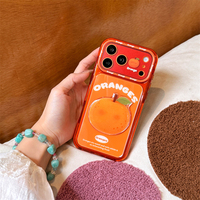 Coque de téléphone antichoc avec imprimé fruits 3D mignons (Goyave, Myrtille, Orange) pour iPhone 18 Pro Max, 17 Pro, 16, protection de l'objectif de l'appareil photo
