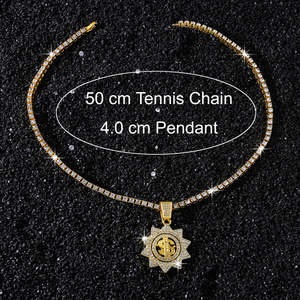 Collier Pendentif Tendance Motif Tournesol et Symbole Dollar, Personnalisé, Style Hiphop, Géométrique, pour Hommes, Bijoux de Mode - Product Image 5