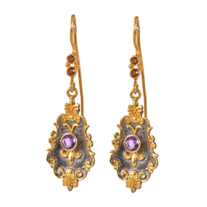 Dernières boucles d'oreilles pendantes plaquées or 14 carats en argent sterling 925 avec améthyste bijoux de déclaration au prix de fabrication - Product Image 1