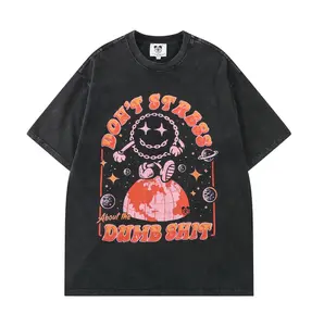 High Street Kurzarm-T-Shirt für Männer Waschwasser, um Old Planet Parodie T-Shirt Hip-Hop Casual Herren bekleidung Y2k Tops zu machen