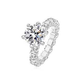 <span class=keywords><strong>Damila</strong></span> 4 Karat S925 Sterling Silber weiblicher Ring Fort geschrittener Vorschlag Sechs-Klauen-Mosambik-Design mit vollen Zirkon-Moissanit-Ringen - Product Image 1